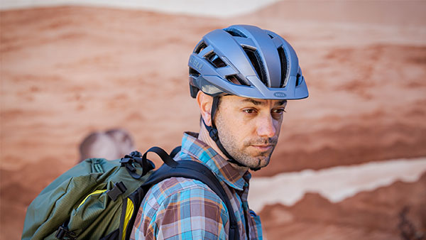 Male model wearing the Falcon XRV helmet